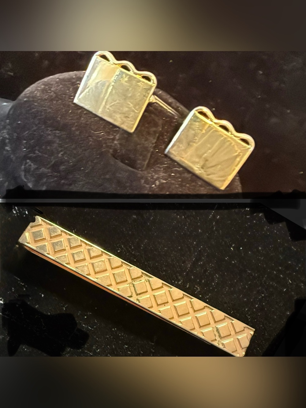 Vintage Men’s Accessories Gold-tone SWANK brand Tie-clip and Cuff-links